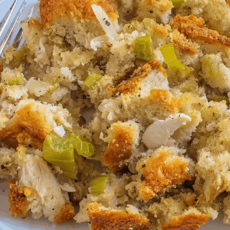 Simple Turkey Dressing recipe with crispy edges and savory flavor