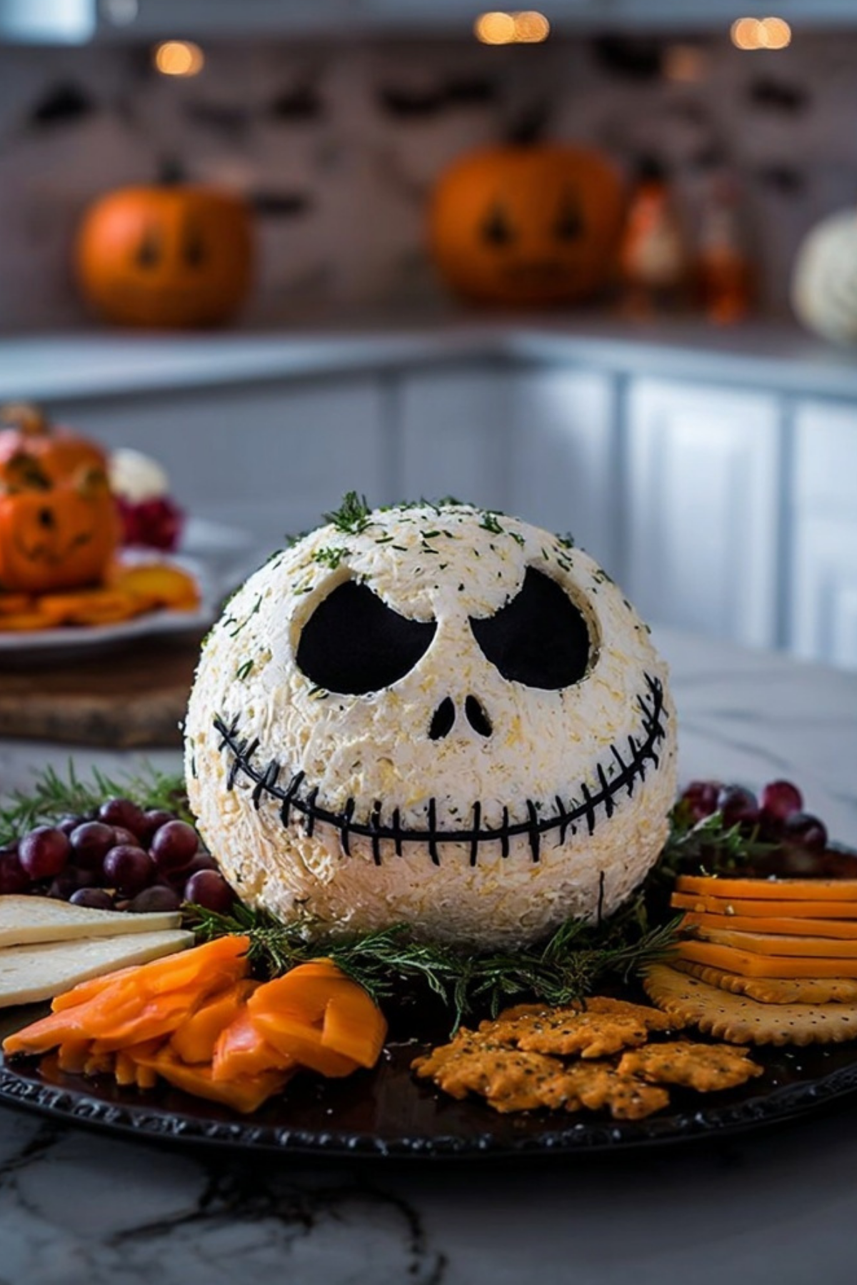 Skellington Cheese Ball Appetizer Halloween Snack