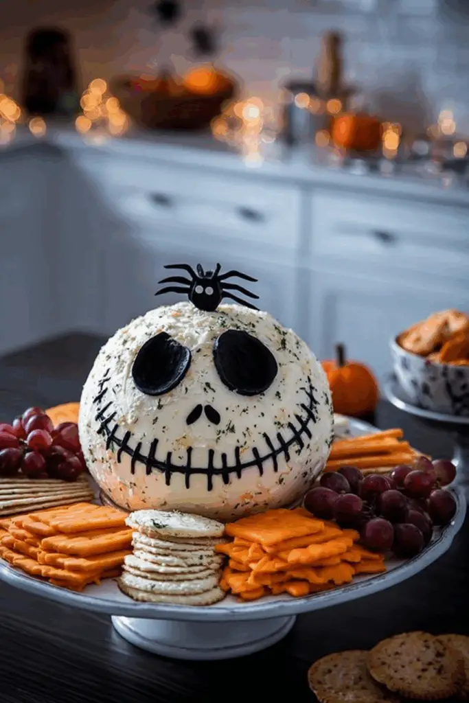 Skellington Cheese Ball Appetizer Halloween Snack