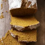 Moist Sourdough Discard Pumpkin Bread with vanilla glaze