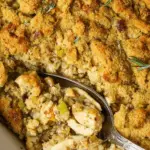 Southern Chicken and Dressing served with a golden crust and moist texture.