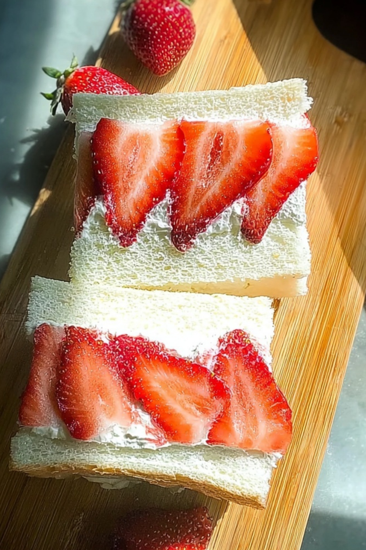 Strawberry Sando – Japanese Fruit Sandwich with whipped cream and fresh strawberries