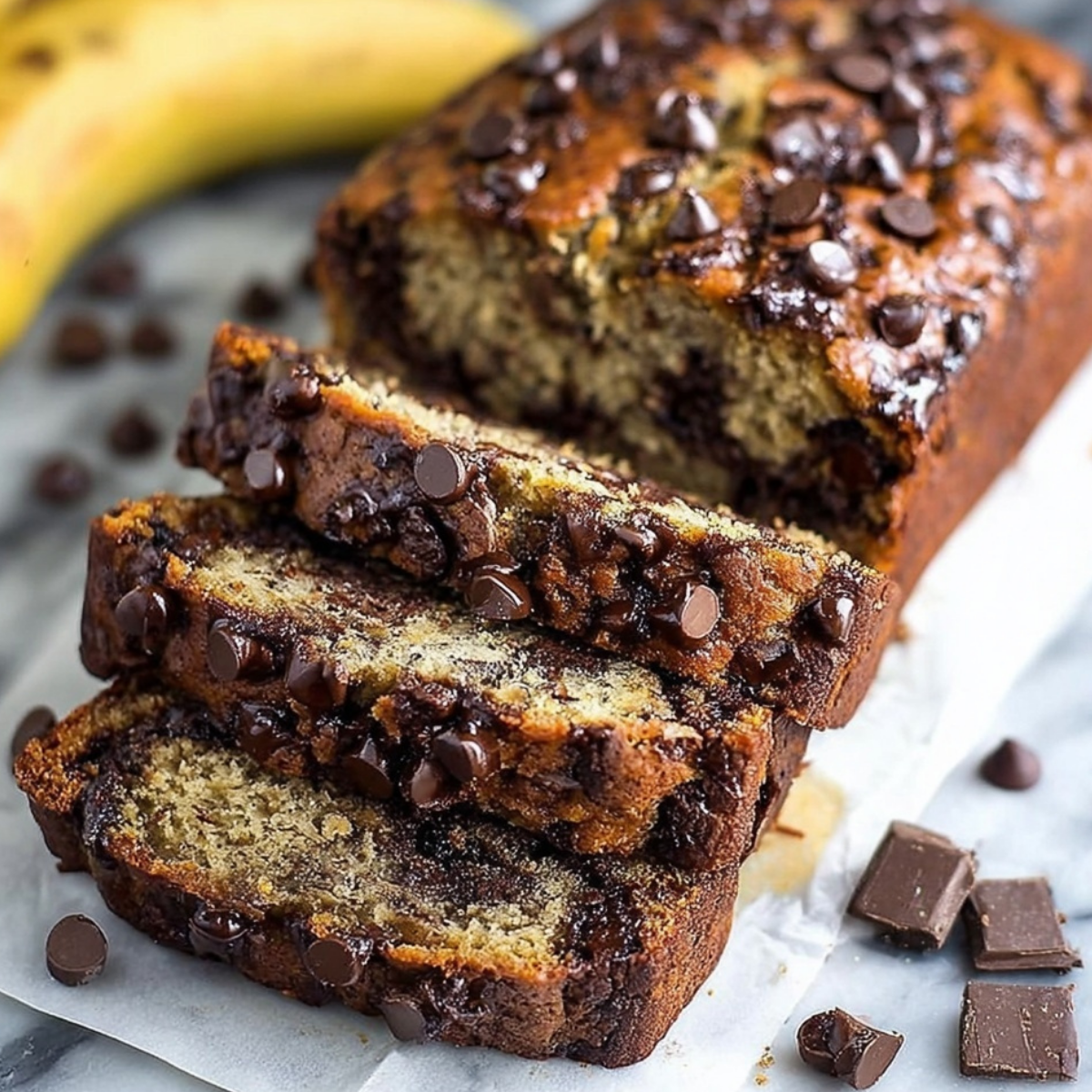 Super Moist Chocolate Chip Banana Bread Simple Recipe Zazacook