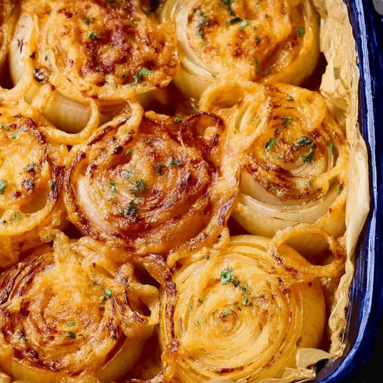 Cheesy baked Tennessee Onions in casserole dish