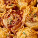 Cheesy baked Tennessee Onions in casserole dish