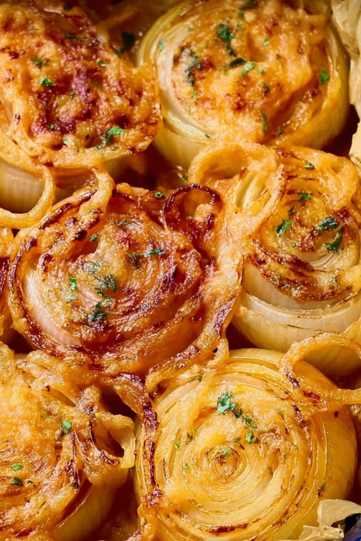 Cheesy baked Tennessee Onions in casserole dish