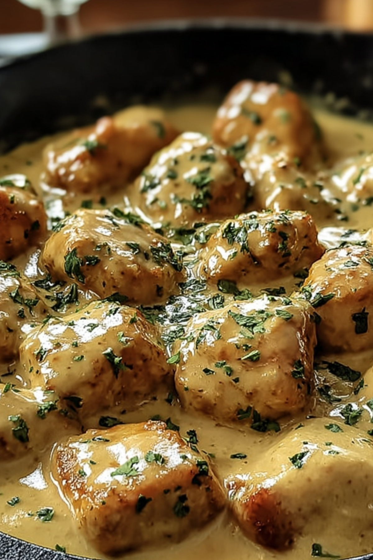Texas Roadhouse Butter Chicken served in a skillet with honey garlic sauce