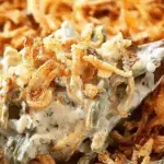 Ultimate Green Bean Casserole with bacon, cheese, and mushrooms