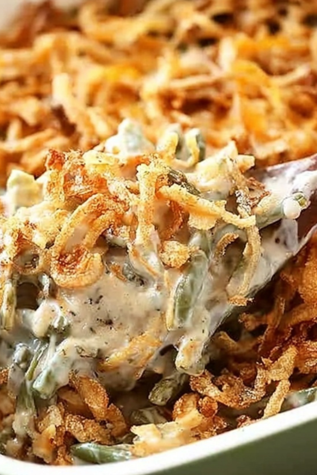 Ultimate Green Bean Casserole with bacon, cheese, and mushrooms