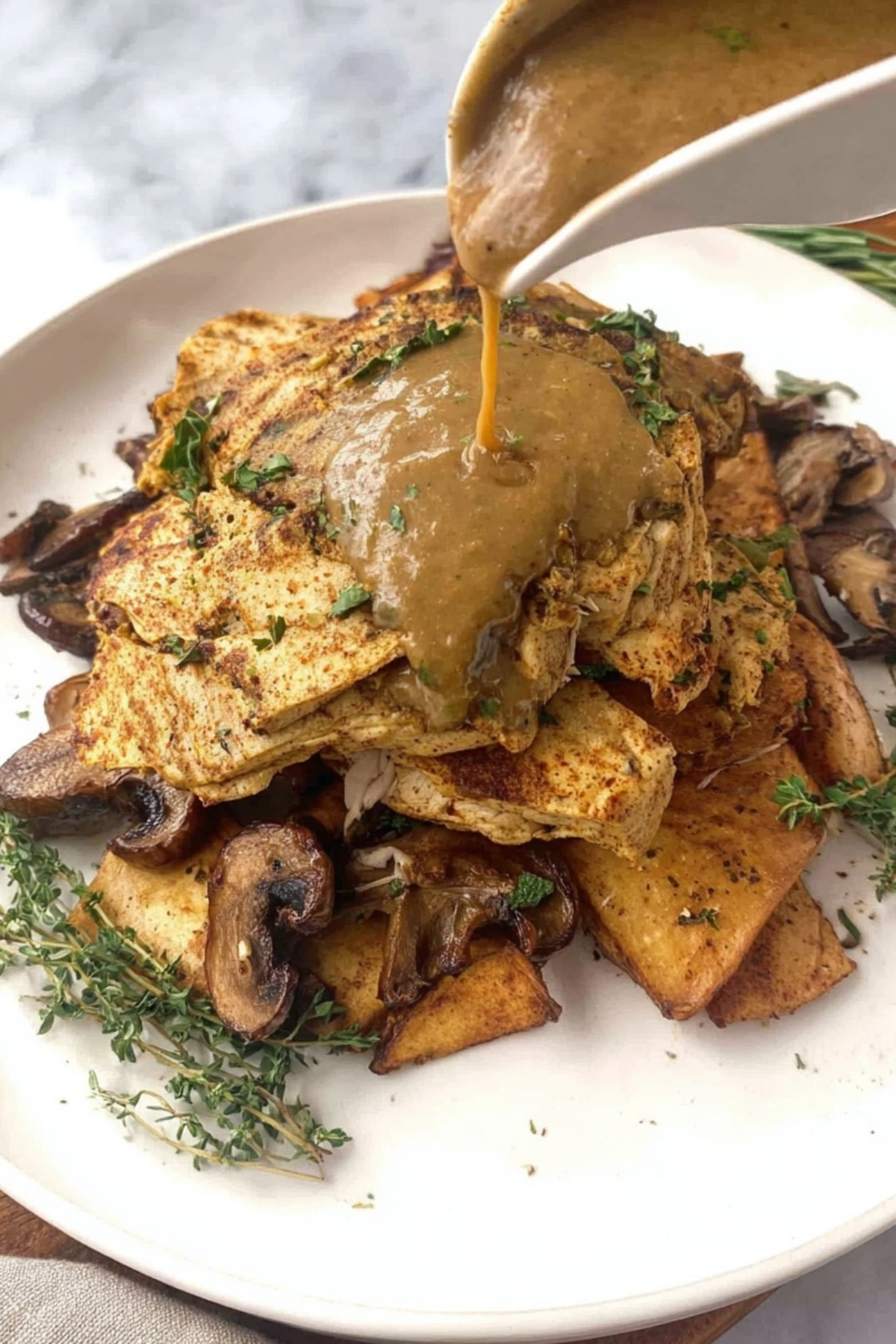 Vegan Turkey recipe made with seasoned tofu