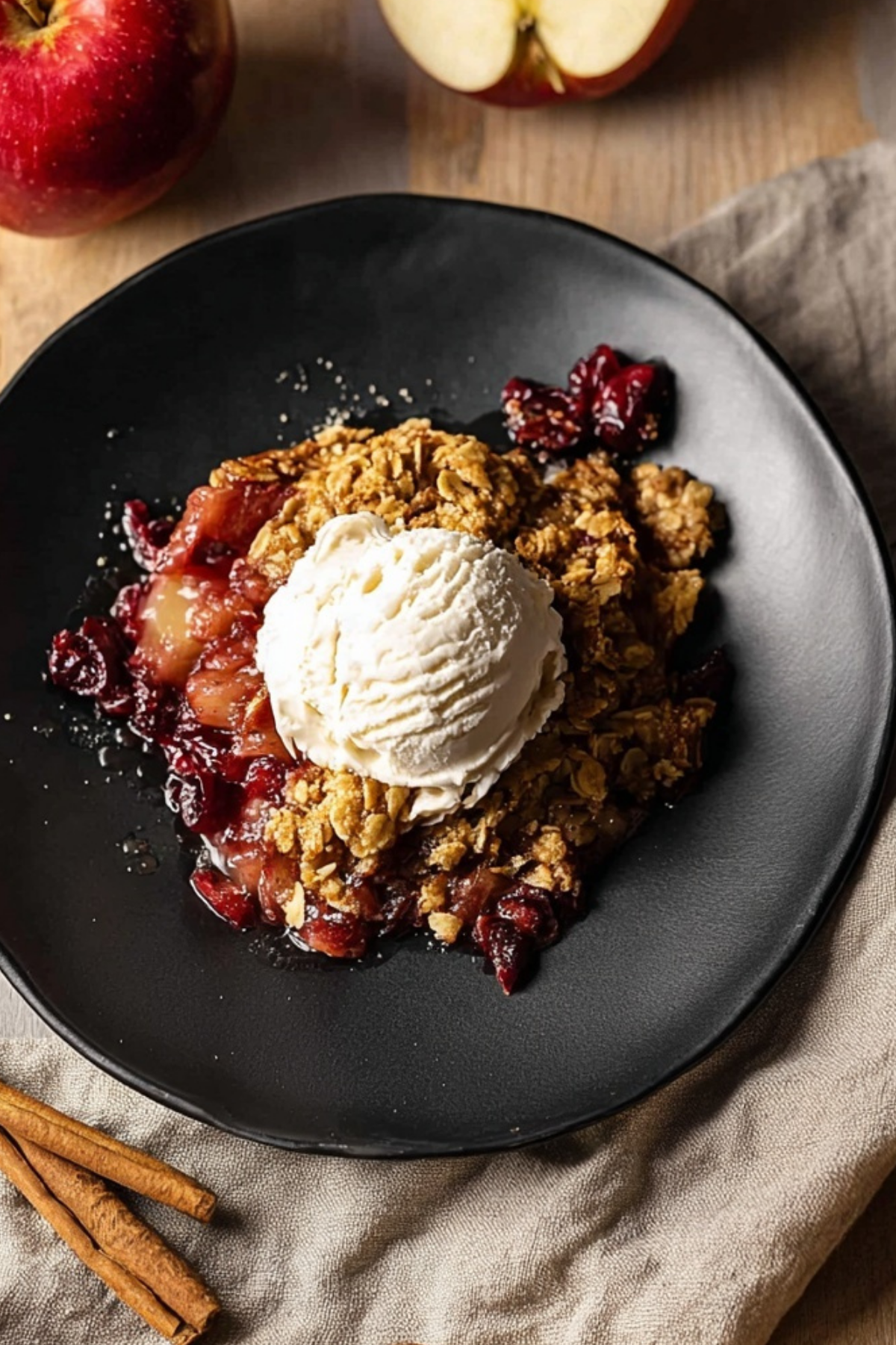 Apple Cranberry Crisp dessert with apples and cranberries
