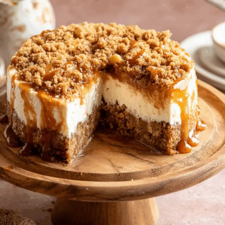 Irresistible Apple Crumble Cheesecake with creamy layers and crumble topping