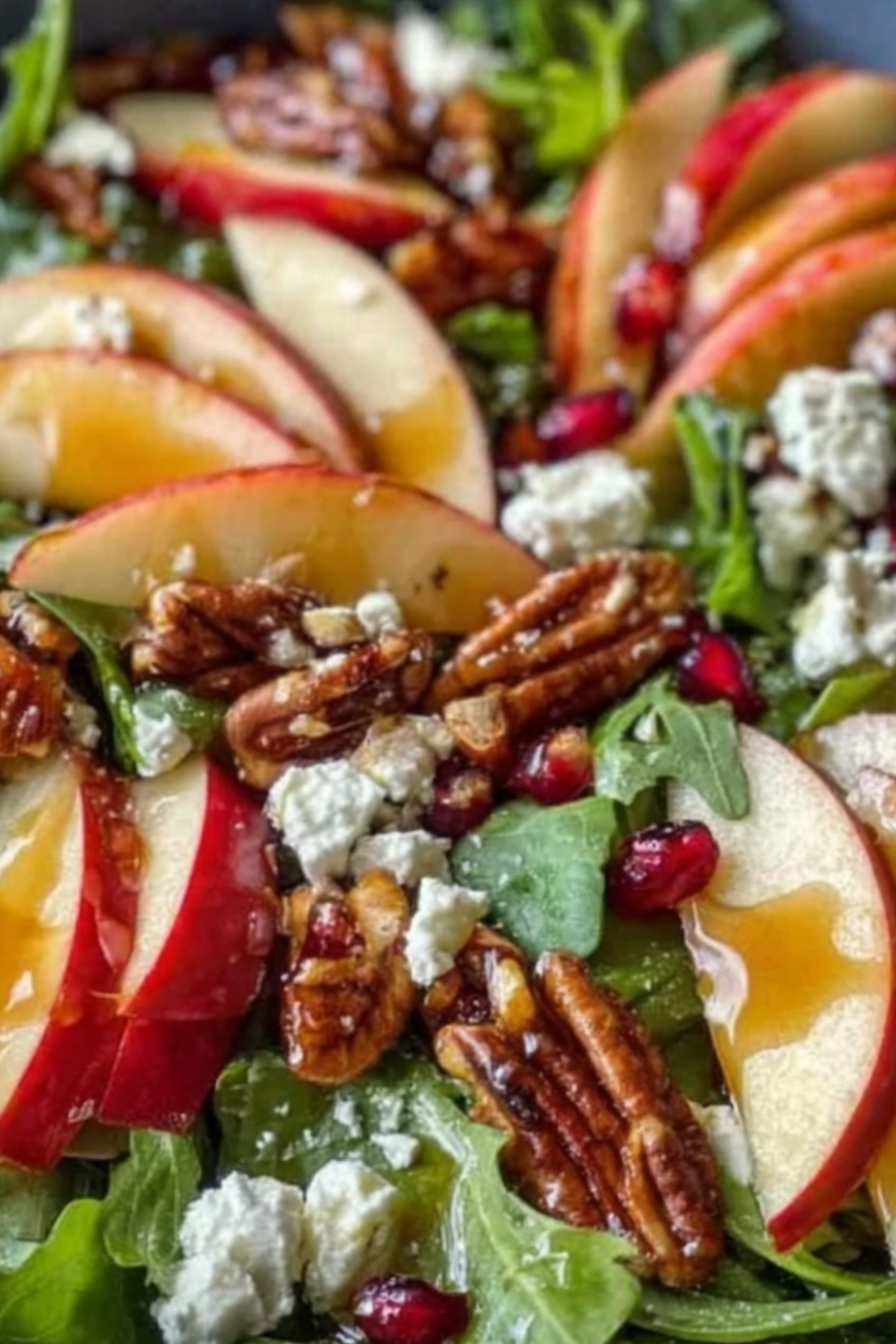 Autumn Harvest Honeycrisp Apple and Feta Salad with feta, apples, and pecans