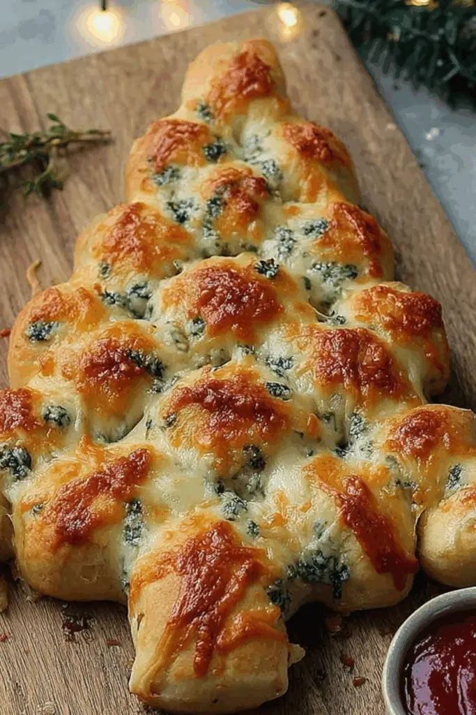 Cheesy Christmas Tree Bread with garlic butter and mozzarella