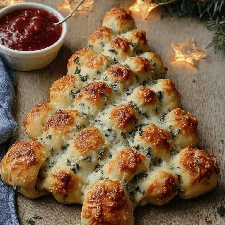 Cheesy Christmas Tree Bread with garlic butter and mozzarella
