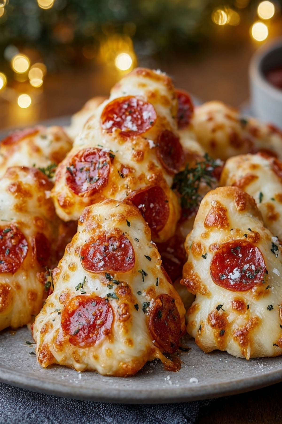 Christmas Pizza Bites served as a holiday tree