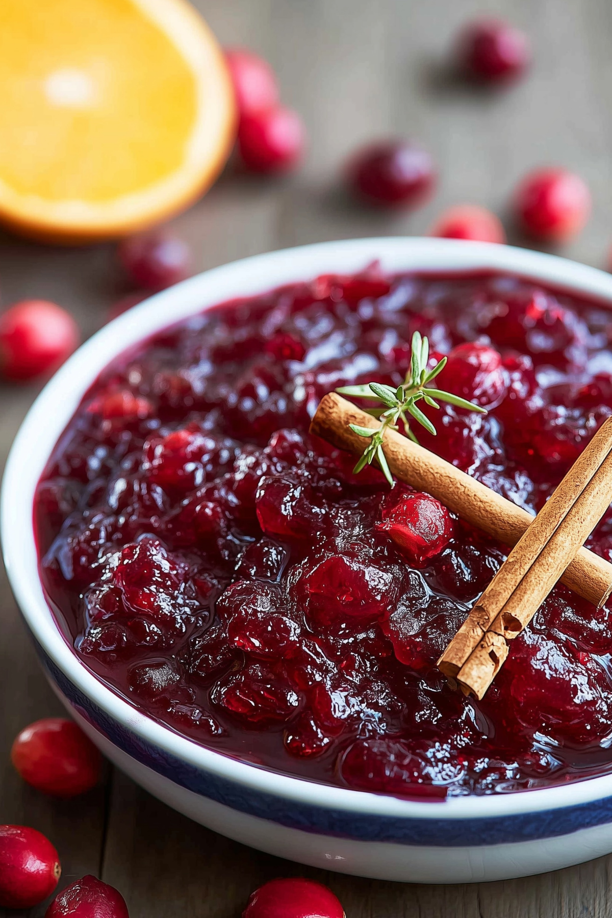 Classic Christmas Cranberry Sauce with fresh cranberries and orange peel