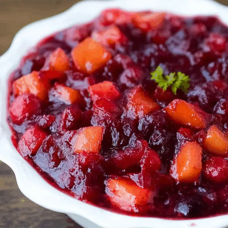 Cranberry Apple Chutney served with turkey on a holiday table