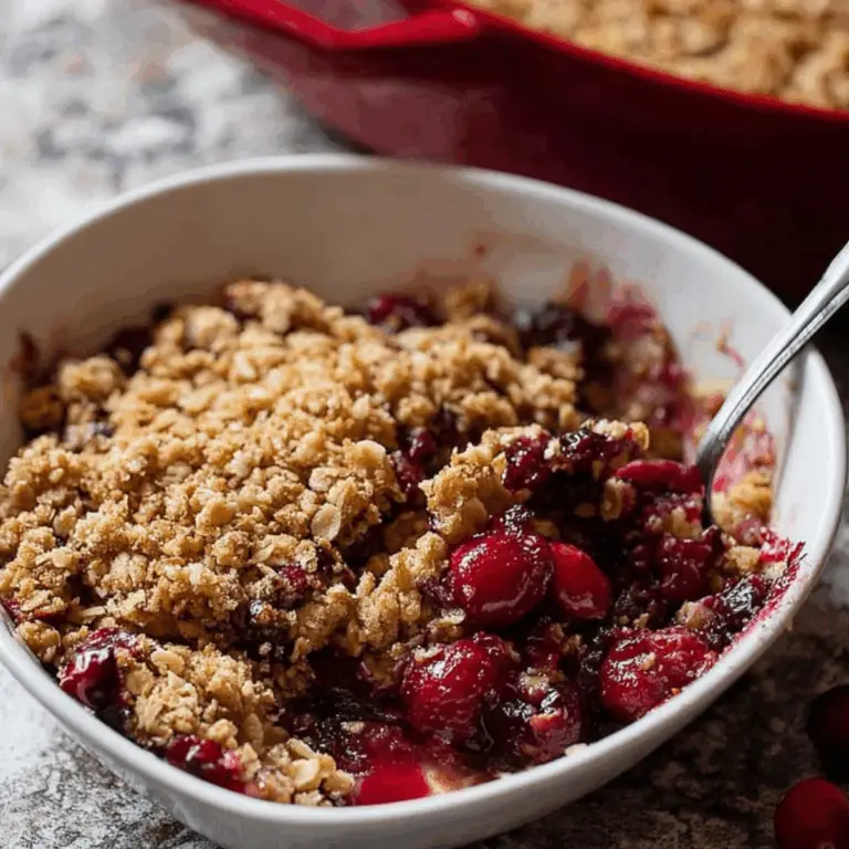 cranberry crisp dessert with maple filling and oat crumble topping