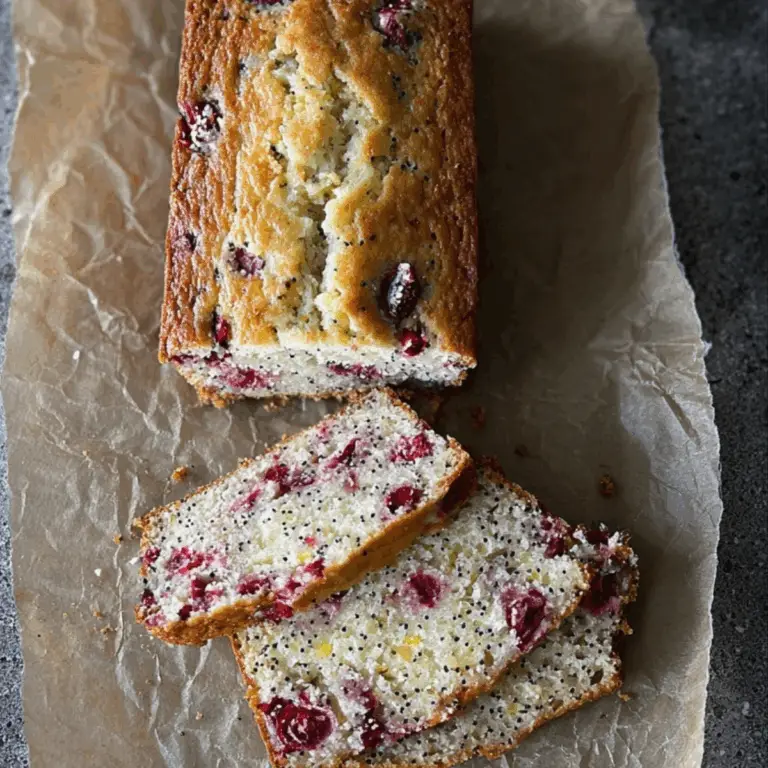 Cranberry Lemon Poppyseed Loaf with cranberries and lemon zest