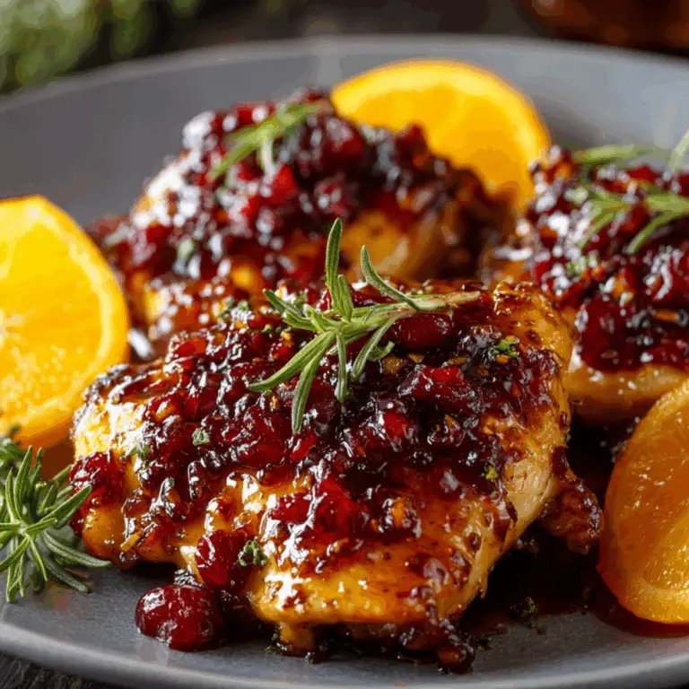 Cranberry Orange Glazed Chicken recipe with sweet tart glaze