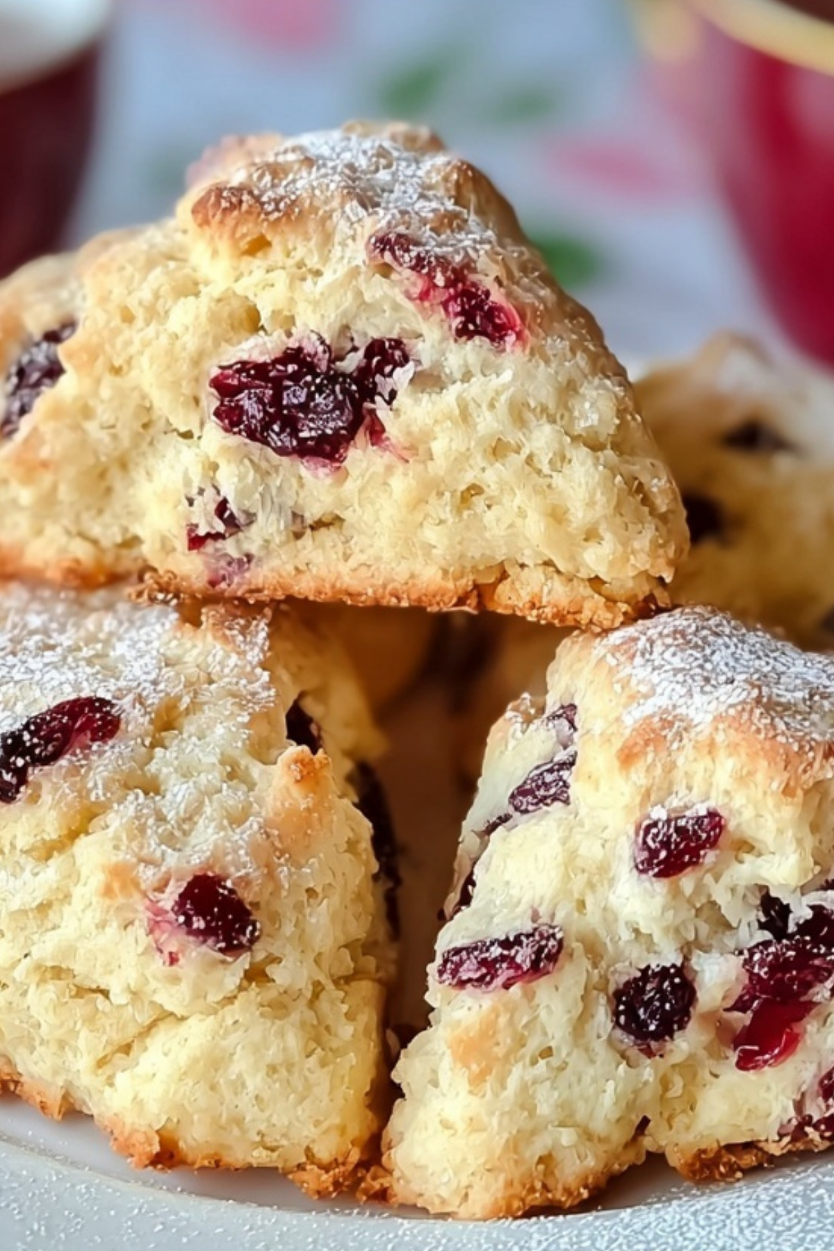Freshly baked Cranberry Orange Scones on a tray