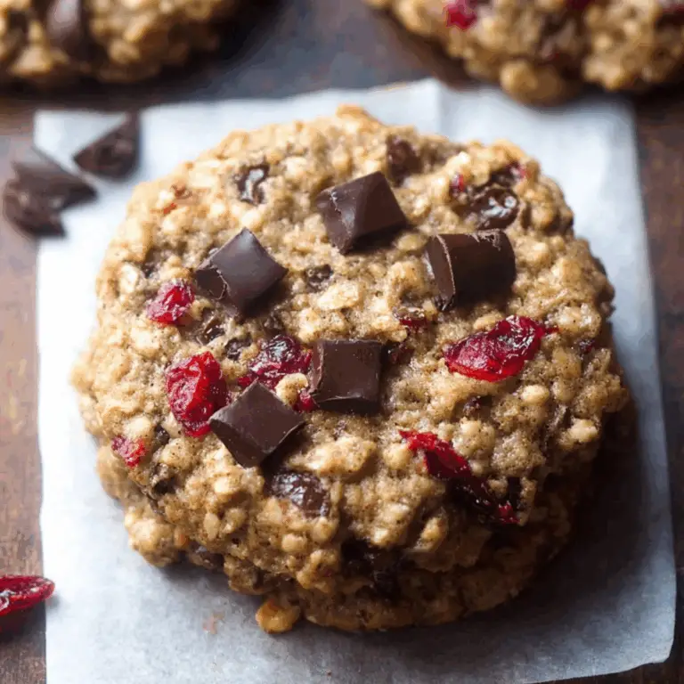 Dark Chocolate Cranberry Oatmeal Cookies on a baking tray