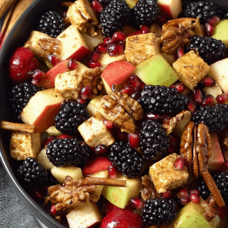 Fall Fruit Salad with apples, blackberries, grapes, and pecans
