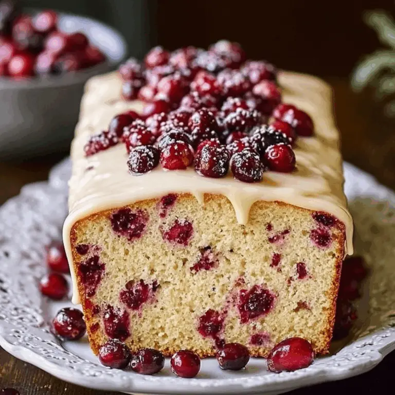 Heavenly Cranberry Pound Cake with fresh cranberries and orange zest