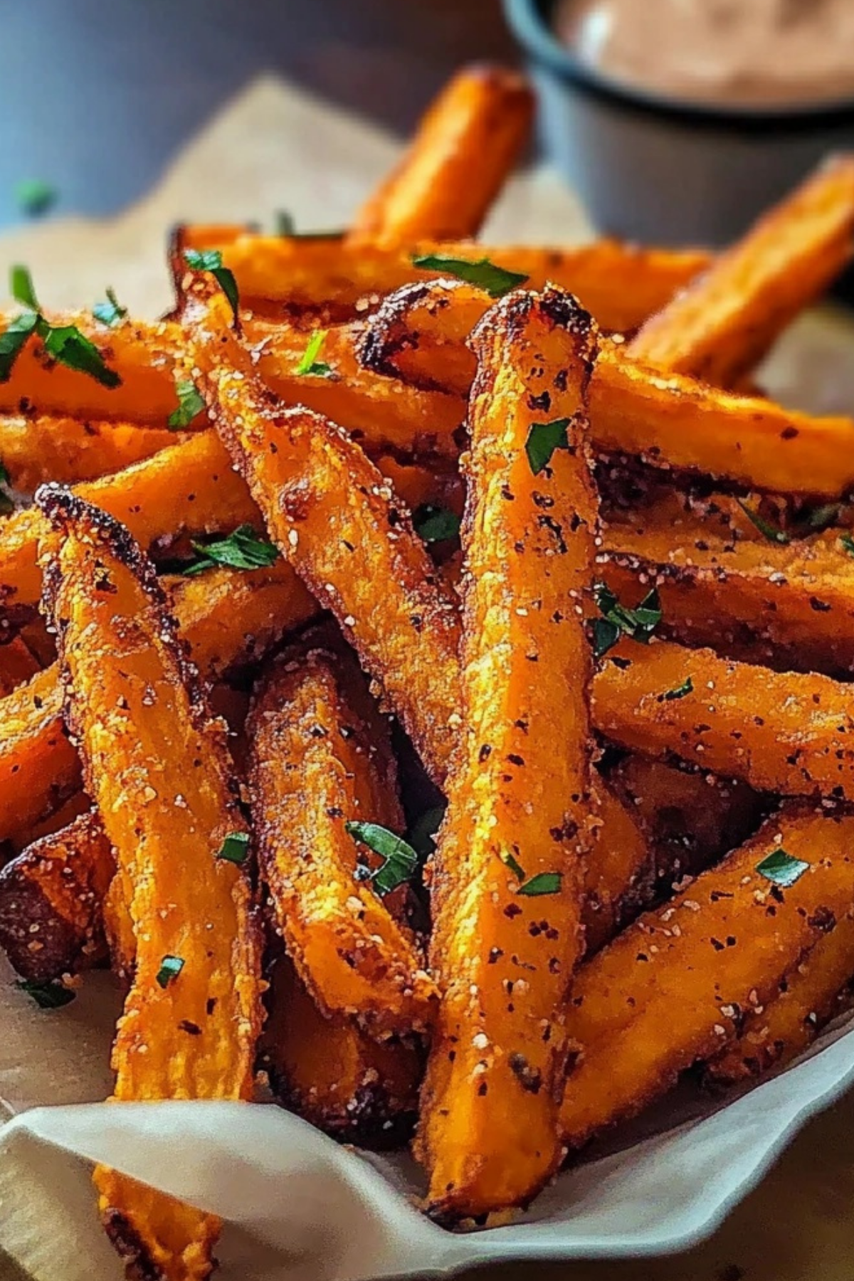 Oven Baked Sweet Potato Fries on a baking tray