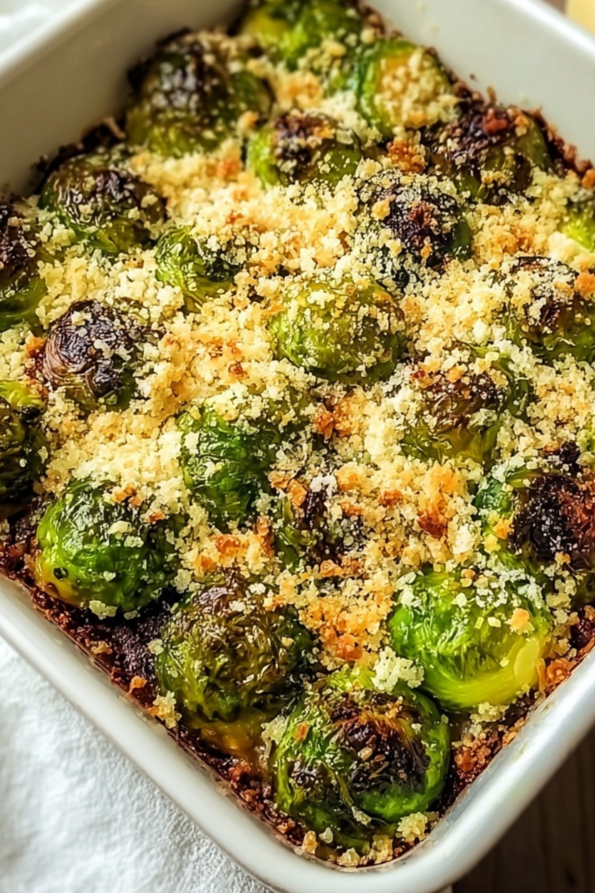 Crispy Parmesan Brussels sprouts with golden-brown edges and fresh herbs