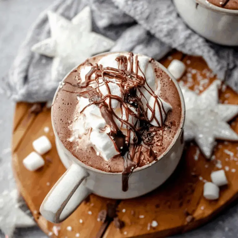 Peppermint Hot Chocolate in a mug with whipped cream and marshmallows