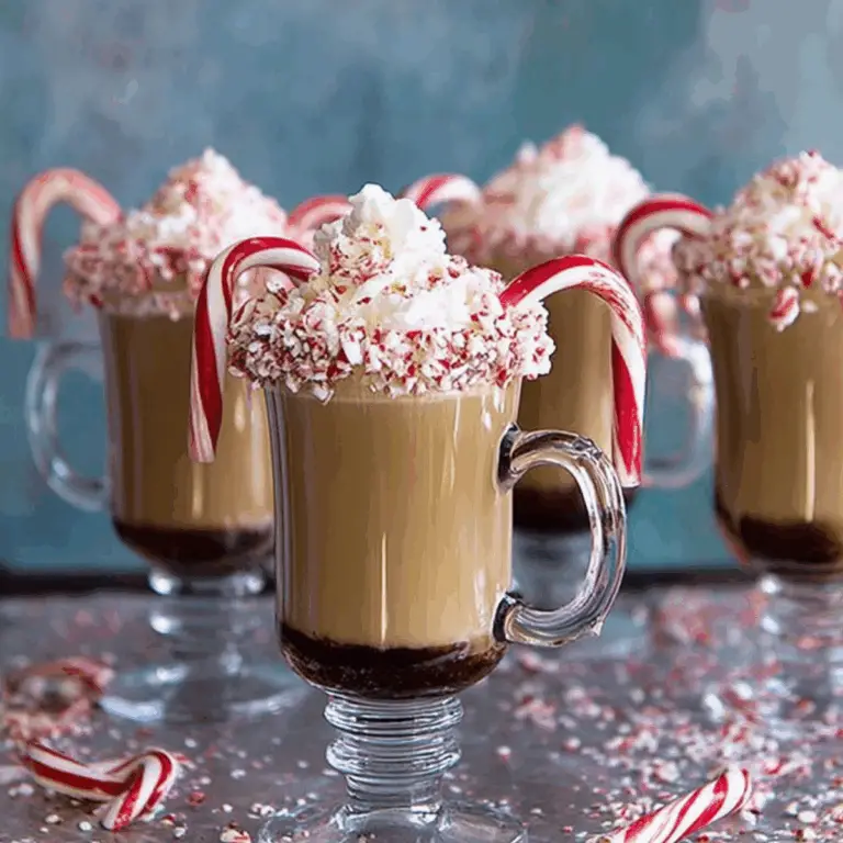 boozy peppermint mocha coffee recipe with whipped cream and peppermint sprinkles