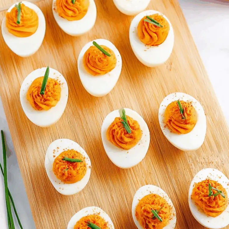 Pumpkin Deviled Eggs – Fall appetizer with creamy pumpkin filling