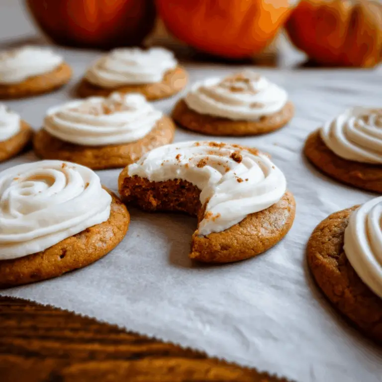 Pumpkin Sugar Cookies with Cream Cheese Frosting on cooling rack
