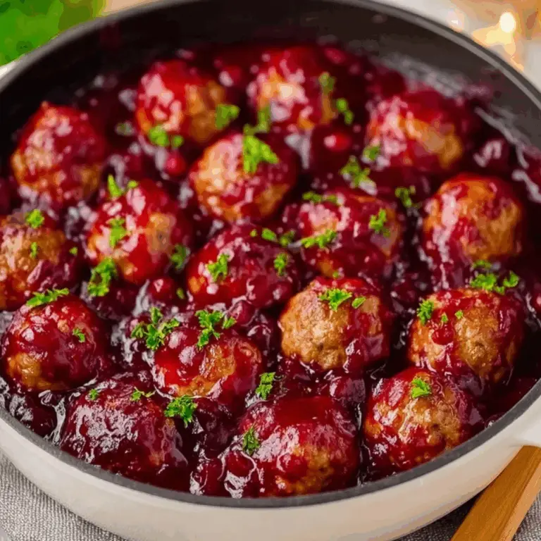 Quick Cranberry Meatballs served as a holiday appetizer