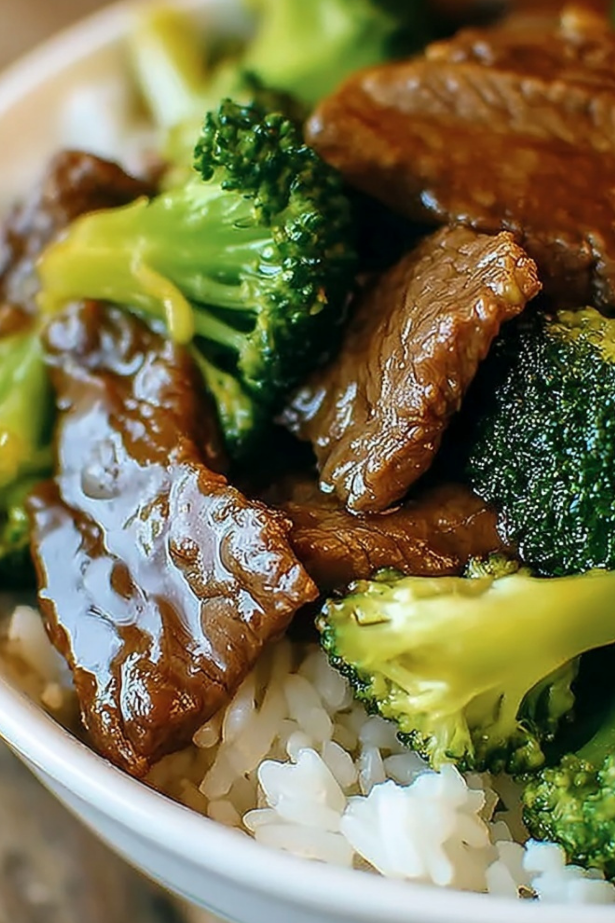 Savory Crock Pot Beef and Broccoli served with rice