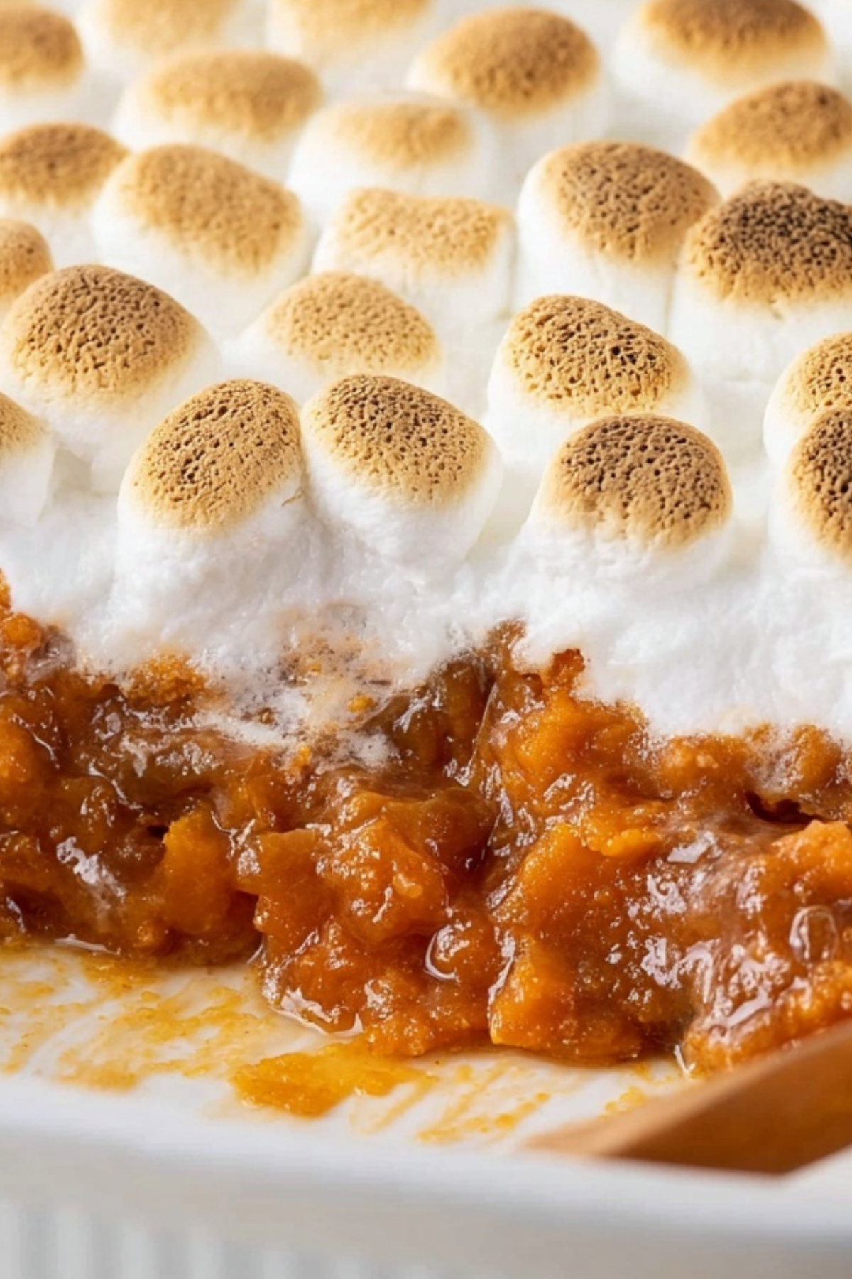 Sweet Potato Casserole with Marshmallows topped with golden-brown marshmallows