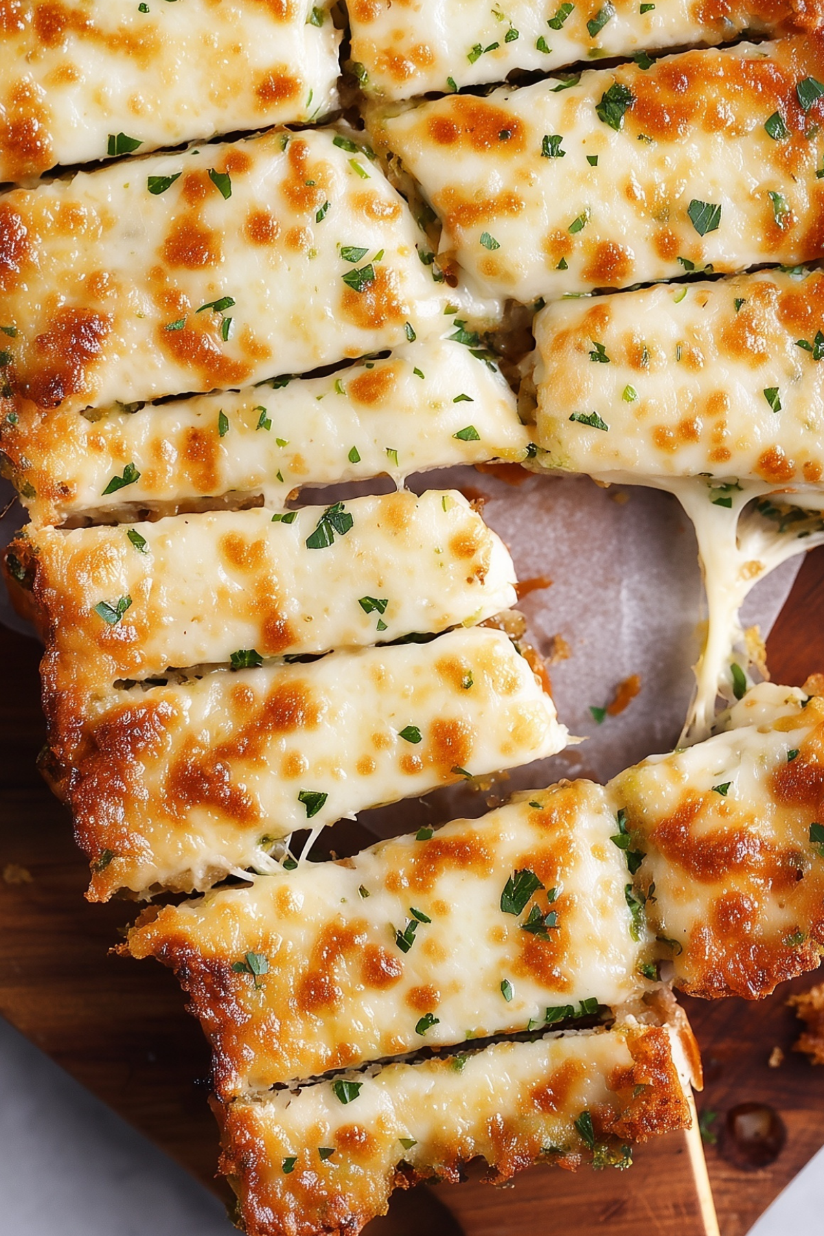 Cheesy Garlic Bread fresh from the oven with melted mozzarella cheese