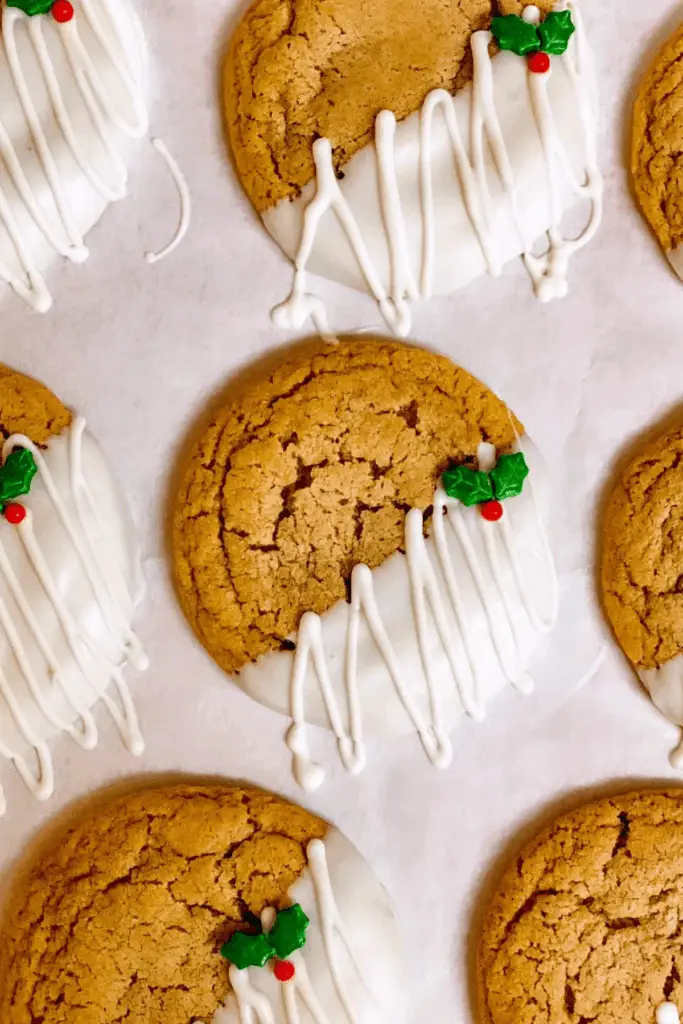 Soft Gingerbread Cookies with Maple Glaze on holiday tray