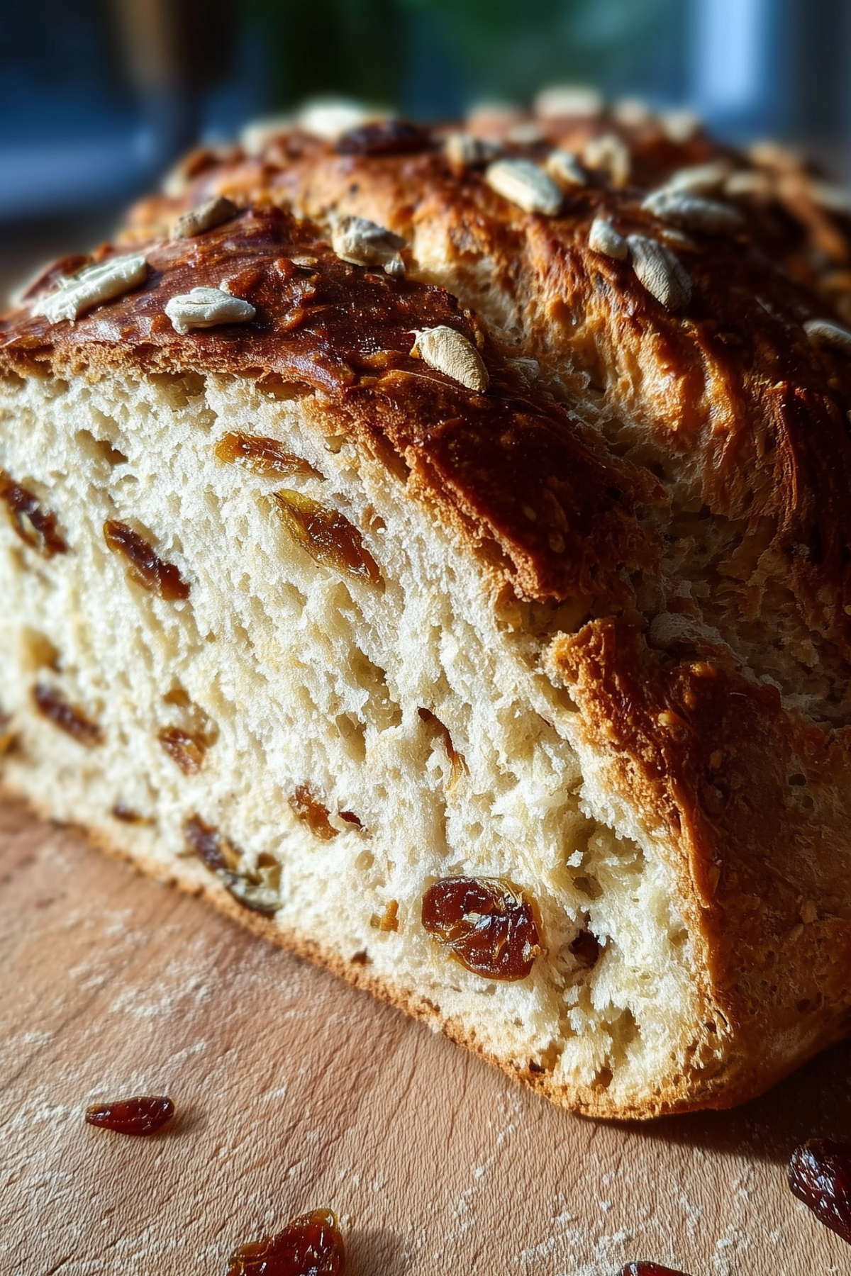 Freshly baked Christmas Bread with dried fruits and nuts