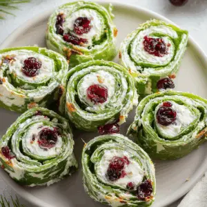 Christmas cranberry pinwheels appetizer on holiday serving platter