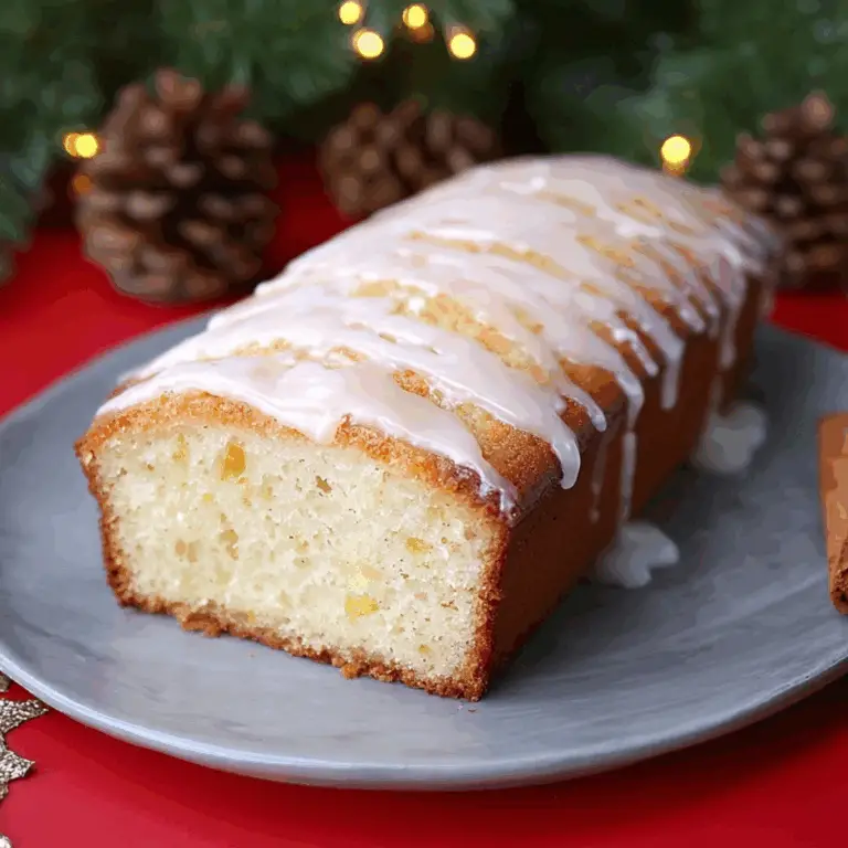 Christmas Eggnog Bread with Rum Glaze sliced on holiday table