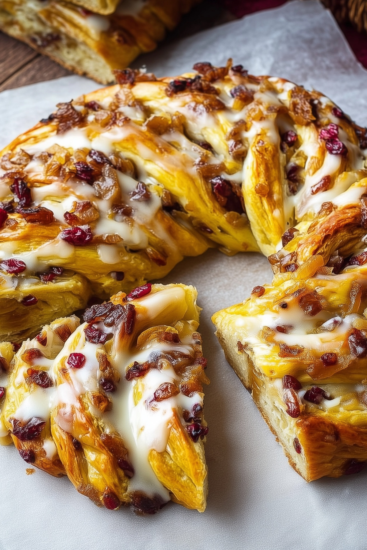 Cranberry & Apricot Couronne – A festive holiday bread with marzipan and dried fruits
