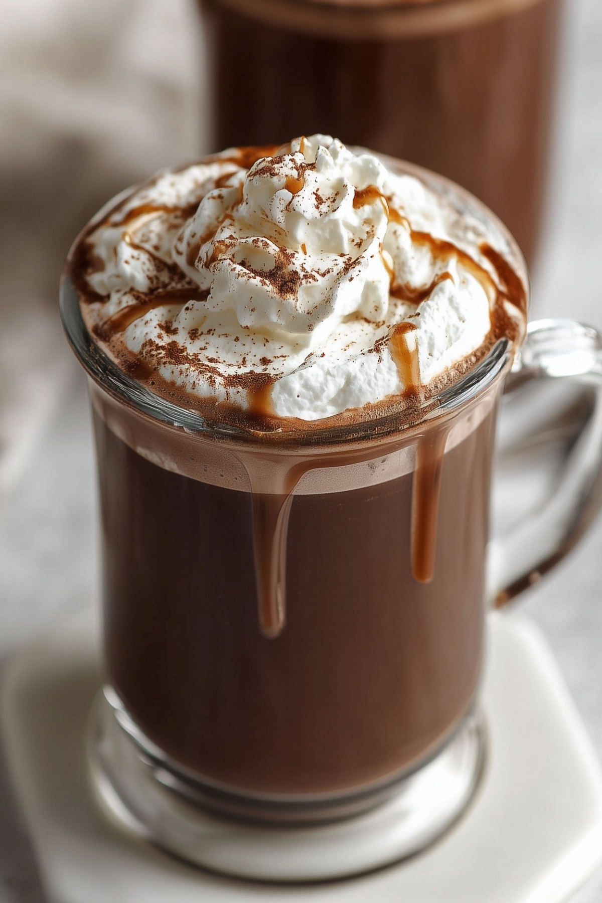 Creamy French Hot Chocolate recipe in a cup with whipped cream
