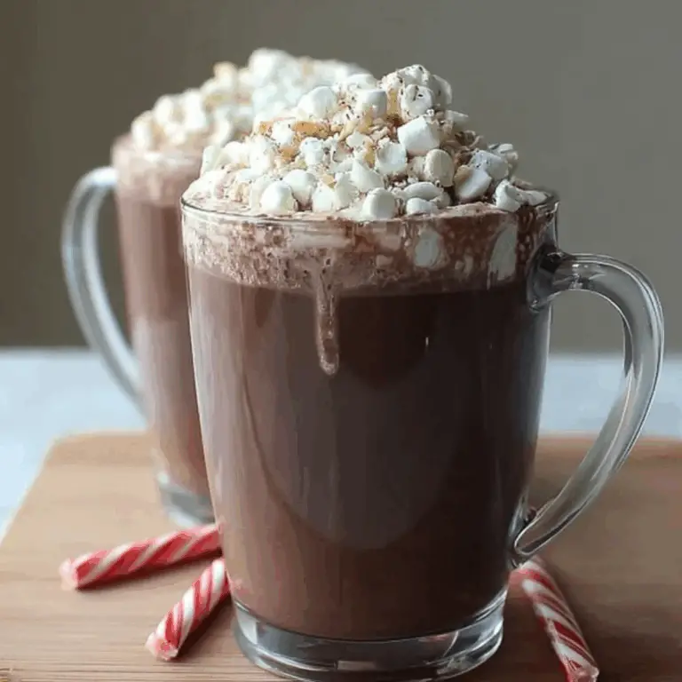 Mug of creamy hazelnut hot chocolate with whipped cream and chocolate shavings