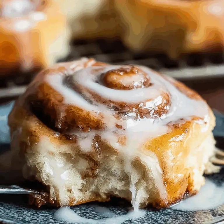 Freshly baked homemade cinnamon rolls with icing