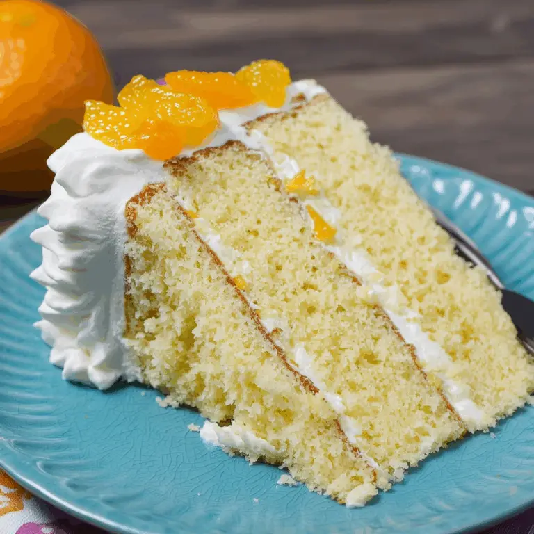 Mandarin Orange Cake with fresh mandarins on top