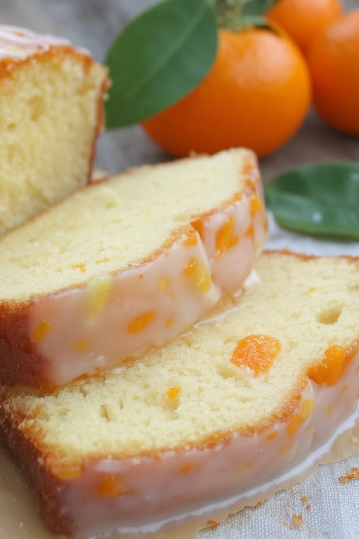 Moist Mandarin Orange Pound Cake with citrus glaze