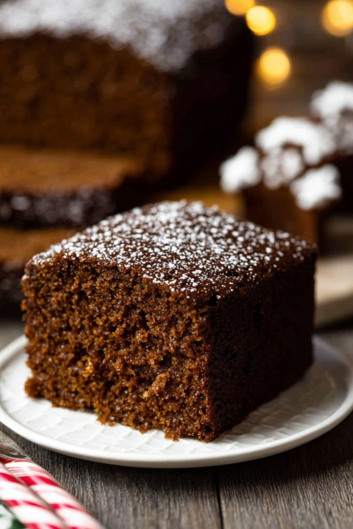 Old-fashioned gingerbread cake with warm spices and molasses